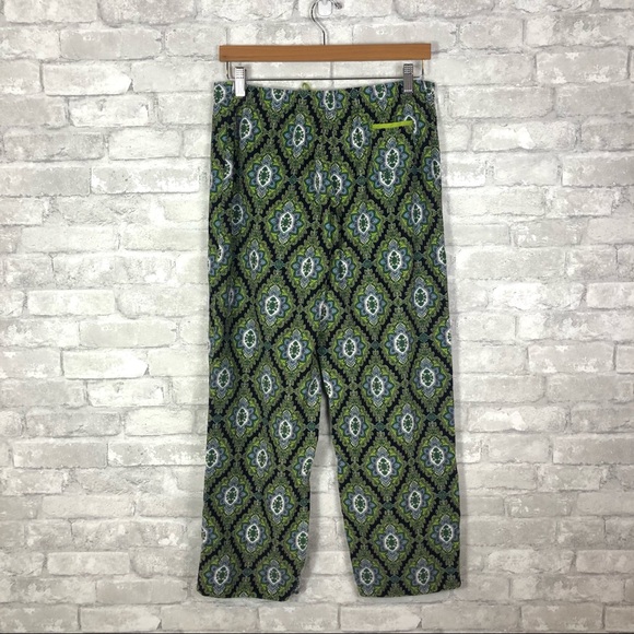 Vera Bradley Pajama Pants Small Cotton Corduroy Print green black white blue - Picture 5 of 11
